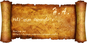 Hőgye Agenór névjegykártya